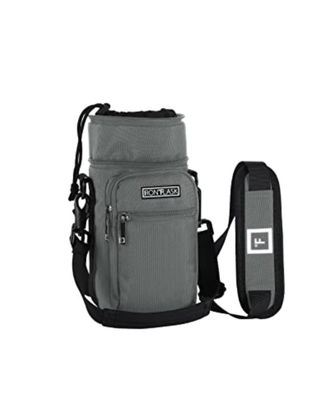 Water Bottle Carrier Sleeve Adjustable Shoulder Strap Zippered Pockets Travel